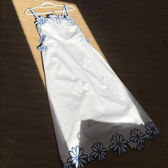 Commense Semi-Sheer Floral Embroidery Back Bow Maxi Dress - Picture 16 of 17